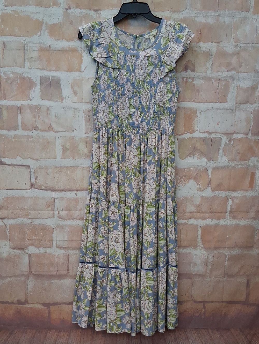Matilda Jane Blue Floral Maxi Dress with Ruffle Yoke